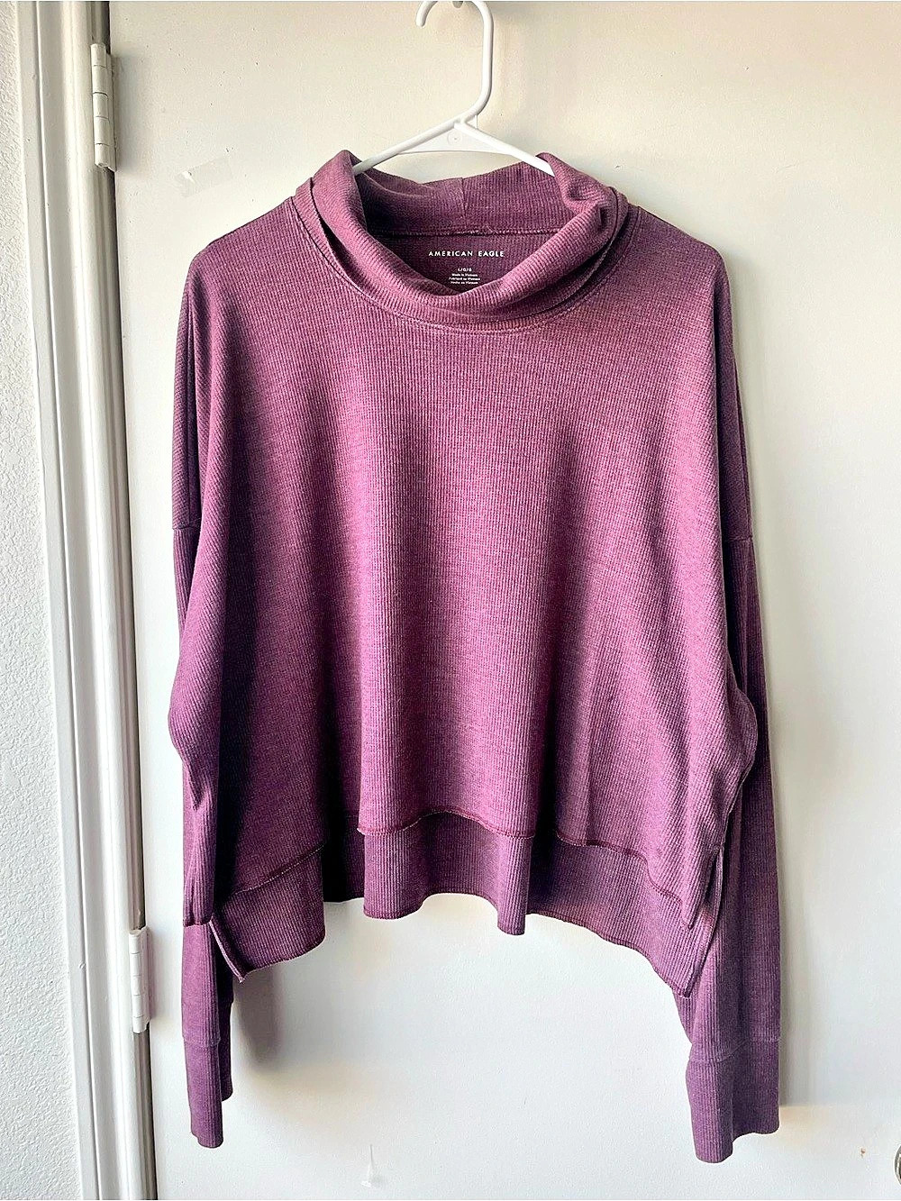 American Eagle Ribbed Tunic Top in Purple Size Large Like New